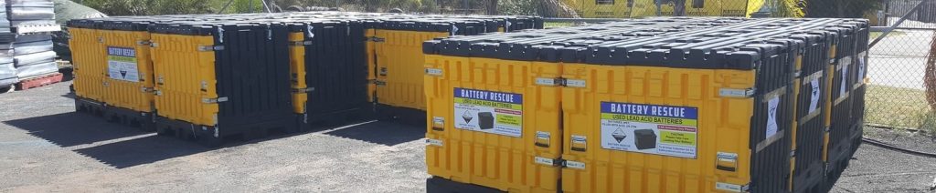 Used Battery Containers ready for shipment to Battery Recycler
