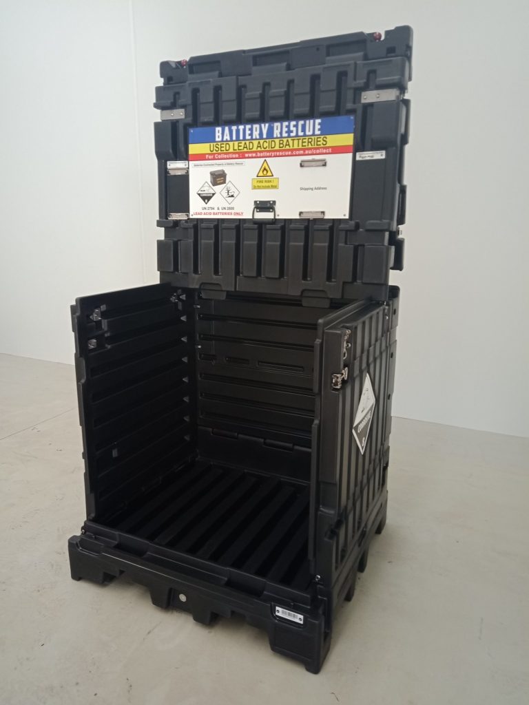 Erected Battery Transport & Storage (BTS) Container - Front/Side View